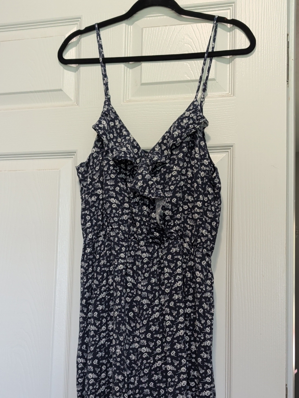 All in Favor Navy Floral Ruffle Romper